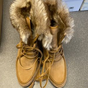 Splendid suede boots with fur trim wedge leather